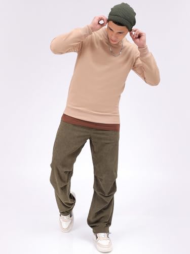 Image of The Indian Garage Co Men Regular Fit Solid Crew Neck Overhead Sweatshirt