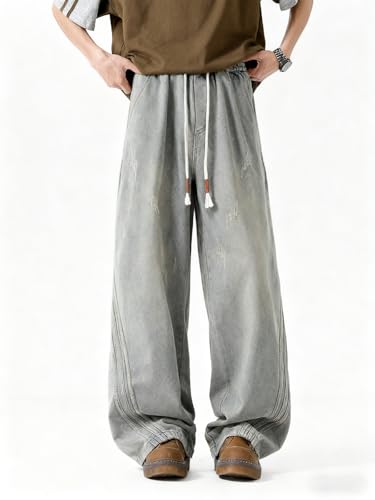 Baggy Jeans for Men Y2K Striped Design Low Rise Straight Leg Vintage Casual Denim Pants Harajuku Fashion Streetwear3