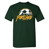 Xtreme Apparrel Portland Soccer Skyline Men's Fan T-Shirt (Forest Green Shirt, L)