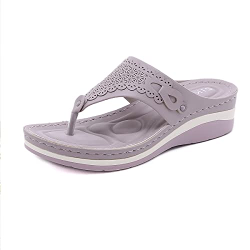 AOVIN Orthopedic Sandals for Women Arch Support Wide Feet Anti-Slip Breathable Sandal Slip On Flip Flops (Color : Purple, Size : 8 US) - Main Image