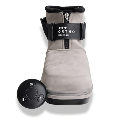 OrthoMechanik OM Fußmassagegerät – kabelloser Massage-Stiefel mit Knetmassage, Luftkompression und Wärme, Fernbedienung, für Schuhgröße 35–45, 1 Stück