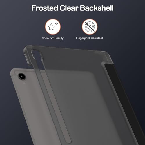 Image of MOCA Case for Samsung Galaxy Tab S10 Plus / S9 Plus 12.4-Inch, Translucent Back Tri-Fold Stand Cover, Supports S Pen Charging, Auto Wake /Sleep, Protective PU + PC Tablet Case (Black)