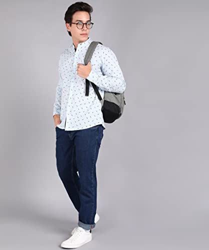 Image of Urbano Fashion Men's Cotton Full Sleeve Slim Fit Casual Printed Shirt with Mandarin Collar