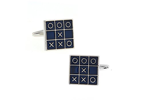 zivom Topen Tic Tac Toe Navy Blue Cufflinks For Mens Gift For Men-picture-24