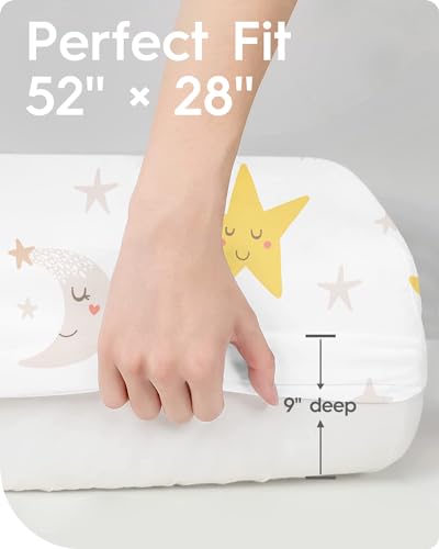 Image of Space Crib Fitted Sheet, Super Stretchy Jersey Star Crib Sheets, Buttery Soft Boy Crib Mattress Sheets, Ultra Breathable Baby Bed Sheets 28x52x9 Extra Deep Pocket, 2 Pack
