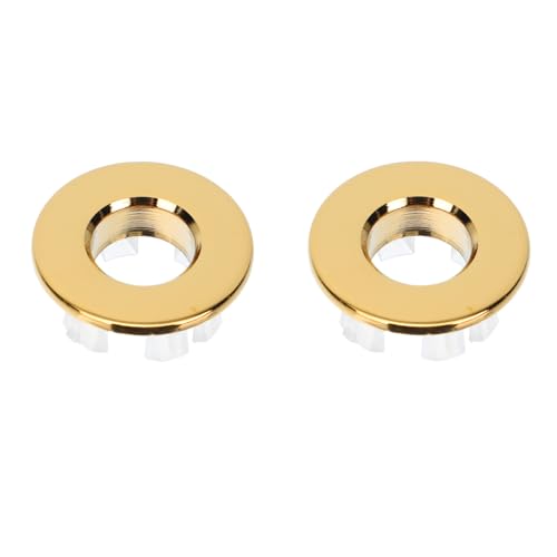VILLCASE Anillos de Desbordamiento para Lavabo de Baño 2 Unidades, Anillo Decorativo de Cobre Hueco Pequeño Dorado, Accesorios para Fregadero Compatibles, Tapa Profesional para Orificio