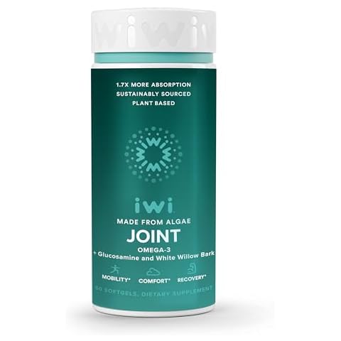 Iwi Life Joint Omega-3, 60 Softgels (30 Servings), Plant-Based Algae Omega-3 with Glucosamine, Joint Health & Mobility Support Dietary Supplement, Krill & Fish Oil Alternative, No Fishy Aftertaste Cover