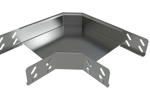 Alupedia Kabelrinne 90 Winkel aus verzinktem Stahl 100x60 mm Kabelkanal mit Seiten- und Bodenlochung Langlebig Rostschutz Einfache Montage (100 mm Breite)