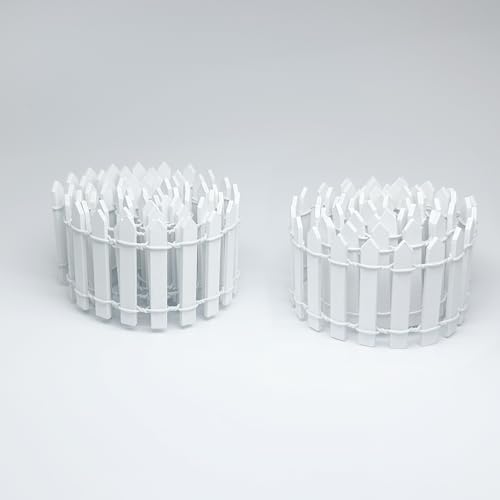 Fairy Garden Miniature Fence Accessories: Decorative White Wooden Picket Fence for Indoor & Outdoor Christmas Village - for Kids Ages 4 to 8 - Festive Decor for Christmas and Halloween (White-2pcs)