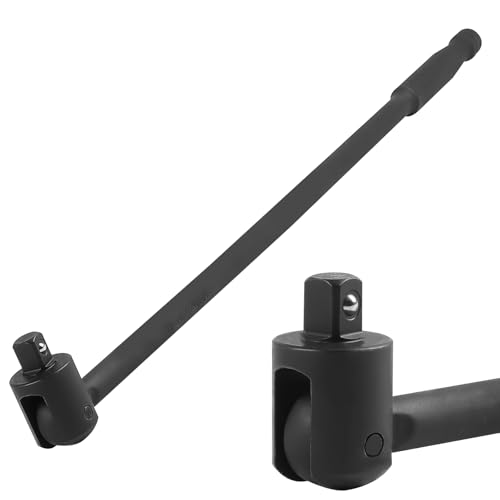 MIGUBIGU 1 Stück Gelenkgriff 1/2 600 mm, Radmutternschlüssel mit Flexiblem Kopf, Extra Langer Gelenkhebel, Drehmomentschlüssel 1/2, Breaker Bar, Radschlüssel für Autoreparaturen, Reifenersatz,Schwarz