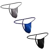 BYMNSZZ 3 Pack Men's Thongs Underwear Sexy G-string with Adjustable Bulge Low-Waist Pouch T-back Panties Briefs (3XL, Black+Gray+Blue)