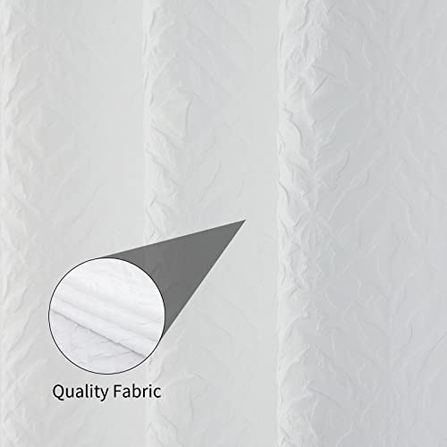 Morneex Farmhouse Shower Curtain Liner Polyester 180 Gsm Fabric Shower Curtain Set 12 Hooks Include Washable And Waterproof Foam Design White （72 * 72Inches） #TOP6