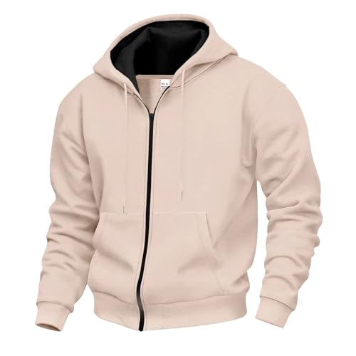 Hooded Casual Hoodies Fleece Warm Zipper Sweatshirts Male Solid Mens Outwear Loose Streetwear Coats3