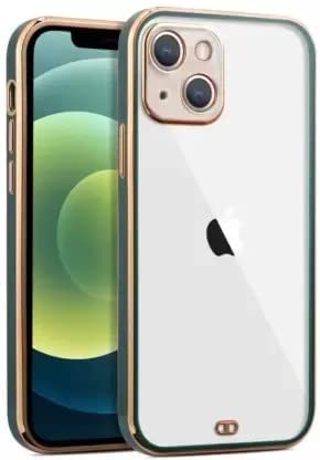 Image of MIDOS Back Cover Compatible with iPhone 14 Chrome Case Soft Silicone Transparent Electroplated Cover for iPhone 14 (Dark Green)