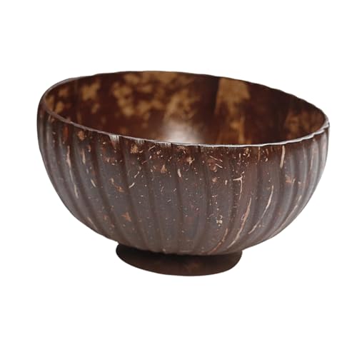 Luxshiny 天然有機ココナッツシェル製保存容器 軽量滑らかエッジのサラダボウル キッチンテーブルウェア エスニック食器 フルーツや麺類に