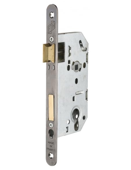 FTH - Serrure Encastrable Haut de Gamme SE 50 - Système de Retournement - Fermeture à Deux Tours - Têtière Nickelée Noir Mat - Coffre Acier - Axe 50 mm - Pour Porte d'Entrée - Noir