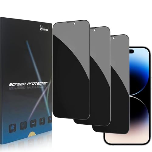 zonyee Privacy Screen Protector voor iPhone 14, 3 Pack Anti Spy Gehard Glas Film Compatibel met iPhone 14 6.1 '', 9H Hardheid HD Gehard Glas Screenprotector