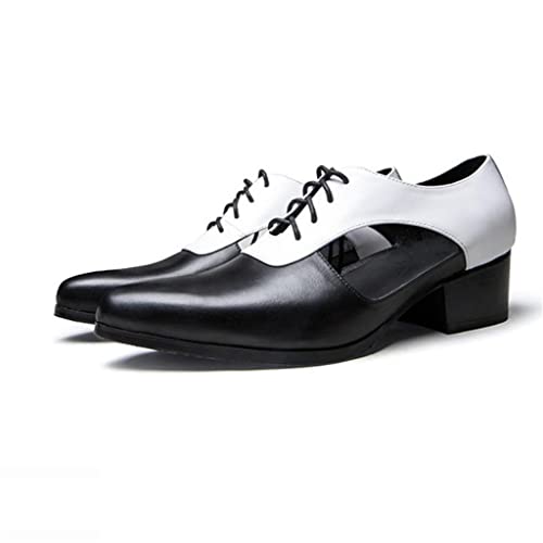 Mens Sandals High Heels Leather Dress Men Shoes Business Office Work Breathable Hollow Pointed-Toe Shoes Sandals(D,8.5code)4