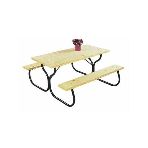 Jack Post Fiesta Charm 6 Person Outdoor Custom Do It Yourself Powder Coated Tubular Steel Frame for Long Wooden Picnic Table, Black