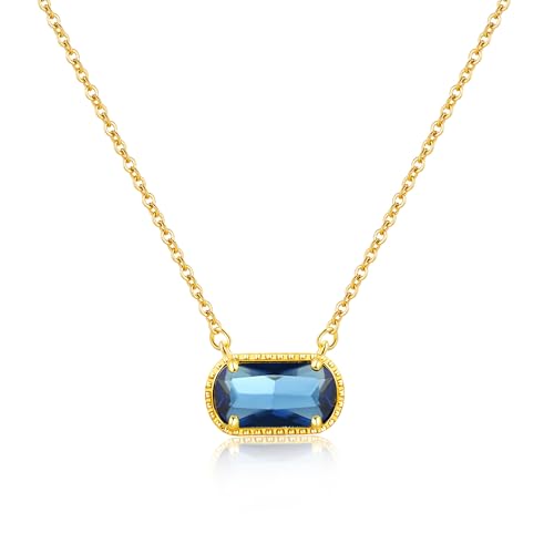 A Golden Cloud September Birthstone Necklace for Women 14k Gold Plated Preppy Oval Stone Necklaces...