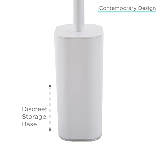 Image of Bath Bliss Acrylic Bathroom Toilet Bowl Brush and Holder in White