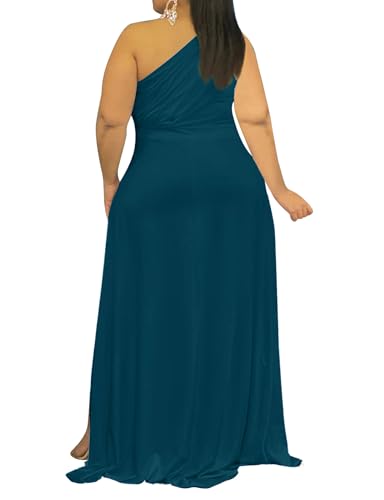 Image of Ekaliy Women's Plus Size One Shoulder Dress Elegant High Low Irregular Hem Flowy Party Cocktail Maxi Dress