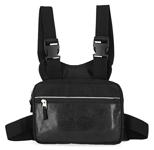 Harley-Davidson Men's Classic Codura Genuine Leather/Canvas Chest Pack - Black