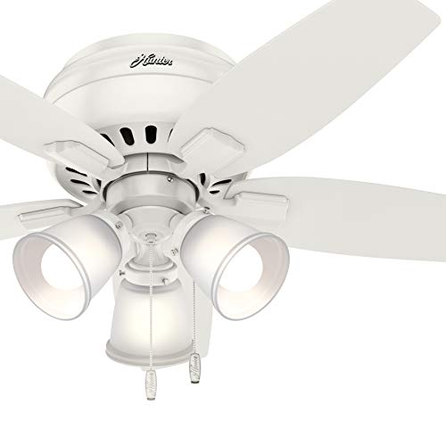 New Arrivals Hunter Fan 42 inch Fresh White Low Profile Indoor Ceiling Fan with Light Kit (Renewed)