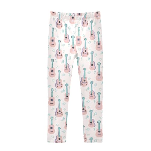 Acoustic Guitar Girls Leggings,Workout Leggings for Girls Toddler Athletic Leggings Size for 3-10T