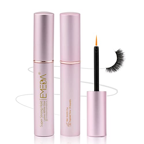 EMEDA 2 Packs False Eyelash Glue Super Strong Hold Clear Glue Professional Latex Free Eyelash Glue Waterproof Lash Glue Best White Strip Eyelash Adhesive Suitable for Sensitive Eyes Lash Adhesive