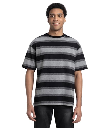 Image of Jockey UM24 Men Super Combed Cotton Rich Striped Oversized T-Shirt