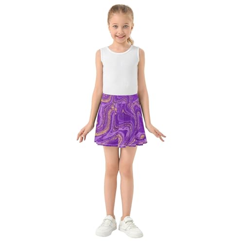 Toddlers Tennis Skirts Marble Purple Athletic Shorts for Girls Skorts Funny Cheer Skirt 4t3