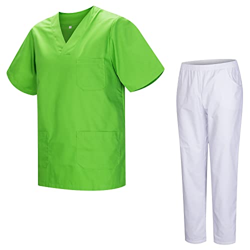 MISEMIYA - Uniforme Sanitario Unisex Uniformes Sanitarios MÉDICOS con Pantalon Blanco 817-8312-BLANCO - XXL, Verde Manzana