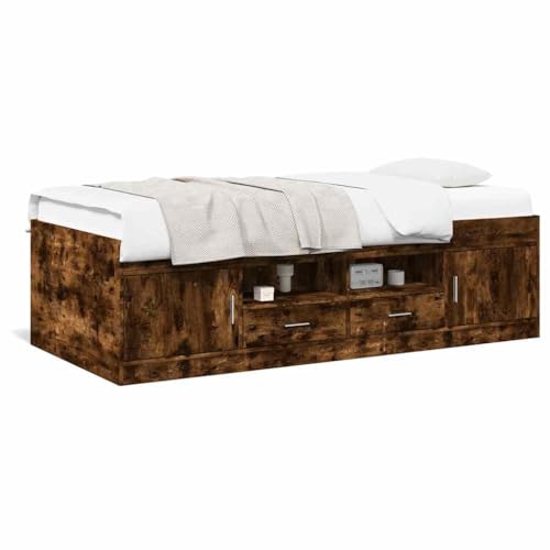Mhdvray Cama de día con cajones, 90 x 190 cm, roble ahumado, sofá cama de madera para dormitorio y salón, litera con somier sin colchón