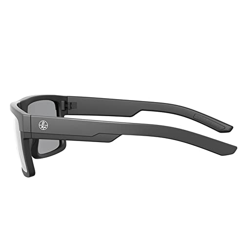 Leupold Becnara Sunglasses, Matte Black/Gloss Black Frame, Square Shadow Gray Flash Lens, 1791024