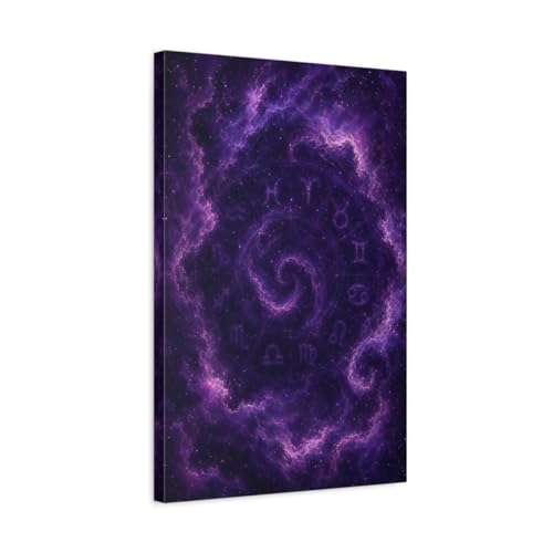 Toile astrale galaxie violette zodiaque pour habiller un mur vide de salon