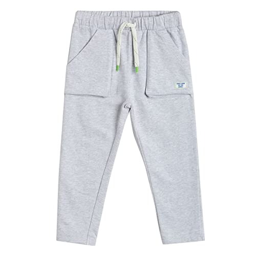 Image of miniklub Infant Boys Grey Melange Solid Pure Cotton Track Pants
