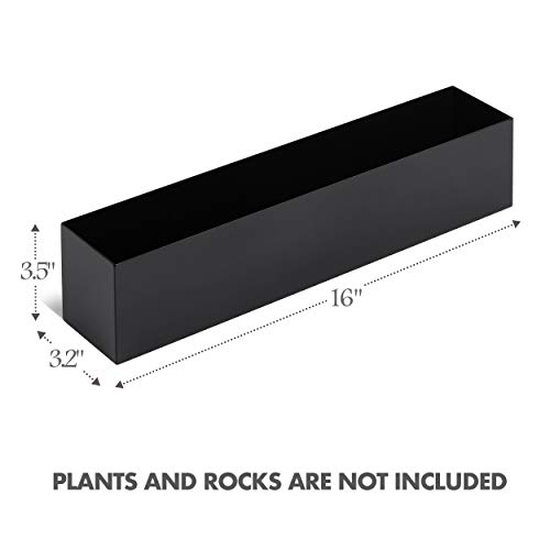 Modern Black Trough Rectangular Planter | 16“ Metal Window Planter Box For Succulent | Small Rectangle Planter For Desk Or Windowsill Planter | Stainless Steel Planter Great Gift Ideas For Women Men #TOP1