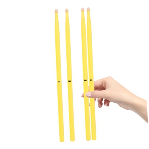 Baquetas de madera de arce 2 pares amarillas, ligeras para principiantes | Set de 4 piezas, acabado liso, diseñadas para instrumentos de percusión, fácil manejo, sensación ligera, agarre equilibrado miniatura 7