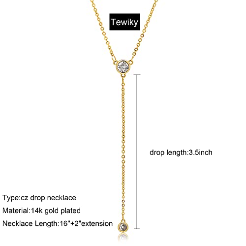 Image of Tewiky Dainty 14k Gold Plated /Silver Cubic Zirconia Necklaces for Women, Simple CZ Jewelry Necklaces Trendy Gifts