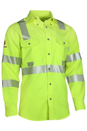 31iZnBVJMOL. SL500 DRIFIRE FR Hi-Vis Vented Work Shirt, CAT 2 Arc Rating, Class 3 Type R, Flame Resistant, SHRTVTGVC3-LGRG
