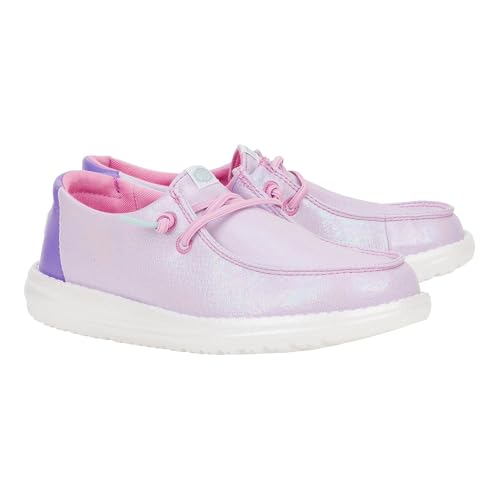 Image of HEYDUDE Kids Wendy Iridescent Sparkle (Little Kid /Big Kid) - Loafers for Kids - Canvas Upper - Cotton Lining