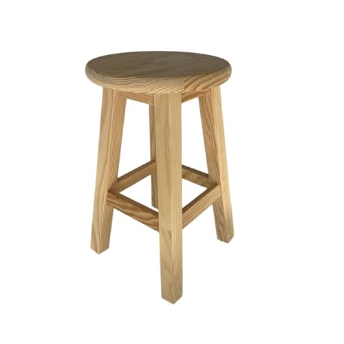 Well Home Taburete de Madera maciza Redondo en color natural 29x29x50cm