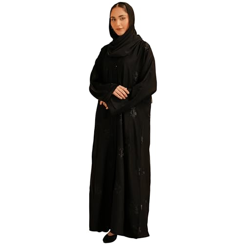 DIVINELY CRAFTED Abaya Dress for Women Fully Button Up Muslim Abaya in Premium Nida Fabric Long Sleeve Modest Islamic Maxi Dress for Eid Ramadan and Prayer