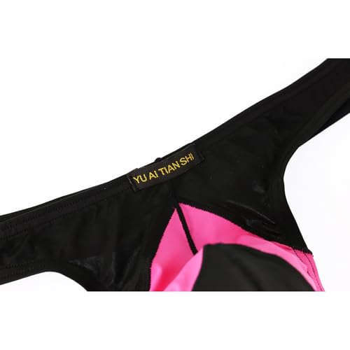MuscleMate Men's Thong G-String Underwear, Men's Black Pink Thong G-String T-Back Underwear, Stretch and All-Day Comfort.4