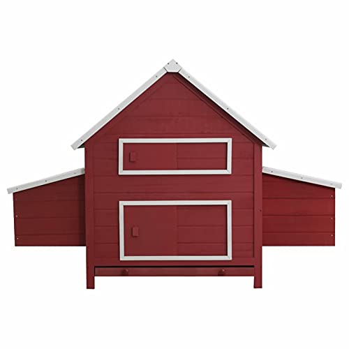 Chenshu Hühnerstall, Kaninchenstall, Legenester Für Hühner, Hühnerhaus, Rot 157x97x110 cm Holz – Bild 4