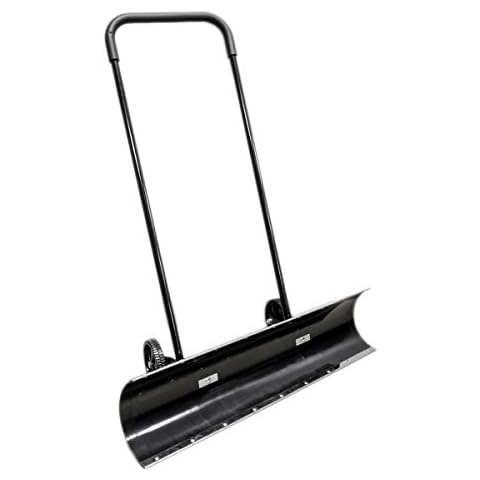 36" Wheeled Snow Shovel Pusher Wheels 36 Inch Angled Reversible ABS Plastic Metal Edges Cover