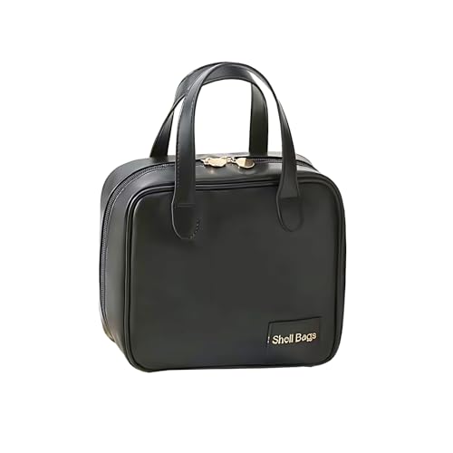 Lusiauh Travel Toiletry bag, Wide Opening Cosmetic bag, PU portable Small Organizer Bag, Lightweight Makeup Bag Travel Essentials for Women Black