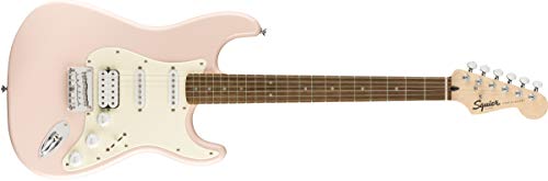 Fender Squier by Fender Bullet Stratocaster HSS Touche laurier Rose - Les Beatles, Paul McCartney, John Lennon, RIngo Starr, George Harrison Fender Squier by Fender Bullet Stratocaster HSS Touche laurier Rose