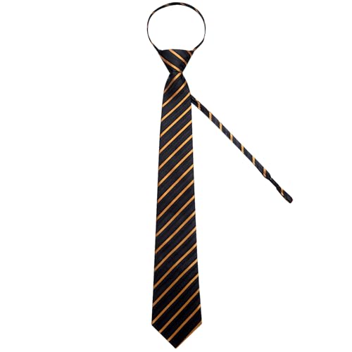 Image of DiBanGu Silk Zipper Ties for Men,Paisley Solid Plaid Pre-tied Tie and Pocket Square Cufflinks Set Formal Adjustable Necktie